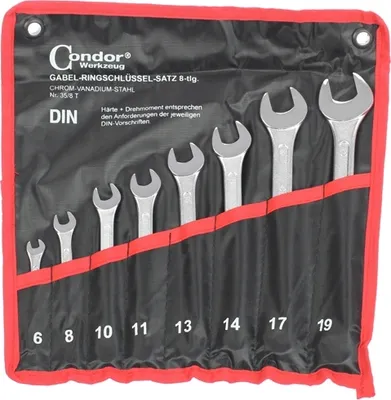 Obrázok produktu pre Condor klíče očkoploché 6 - 19 mm, sada 8 dílů, v textilním obalu 100-00578