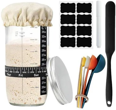 Productafbeelding van Zuurdesem Starterset met Fermenteerglas - Compleet 9-delig voor Perfect Brood