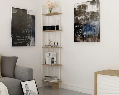 Produktbild von Skye Decor, Alice - White, Ud, Bücherregal, Eiche, 100 % MELAMINBESCHICHTETE SPANPLATTEN, 45 x 22 x 180 cm