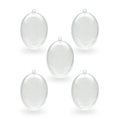Produktbild von Kunststoffeier transparent glasklar teilbar zum Basteln und Bemalen  in 3 Längen Wählbar 60 | 80 | 100mm  , Größe:100 mm | 5 Stk.