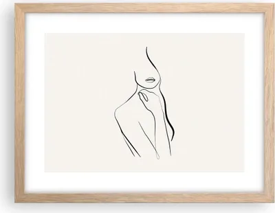 Produktbild von Gerahmtes Poster - Rahmen in heller Eiche - Frau Skizze Zeichnung - 40x30 cm - Wand Bild - Wanddeko - Wandbilder - Kunstposter - Wandposter - Bilderrahmen - Bilder - Kunstdruck - P2NAA40x30-5045