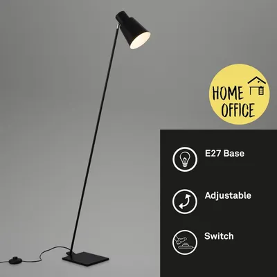 Immagine prodotto di Lampada da terra Briloner in metallo nero, lampada da lettura con interruttore a pedale e attacco E27, 127 cm