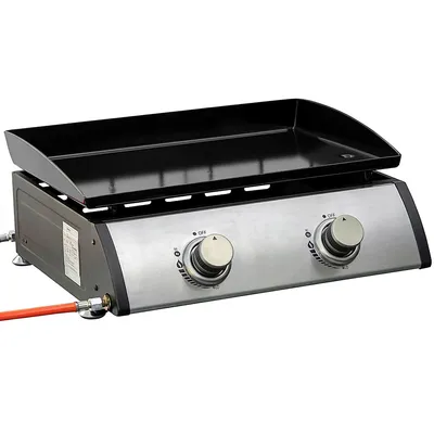 Produktbild von Tisch-Gasgrill 2 Brenner – Antihaft-Grillplatte Edelstahl, 48,5 x 48 x 21 cm