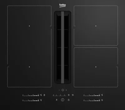 Produktbild von Beko HIXI 64700 UF, Schwarz, Integriert, 60 cm, Zonen-Induktionskochfeld, Glas, 4 Zone(n)