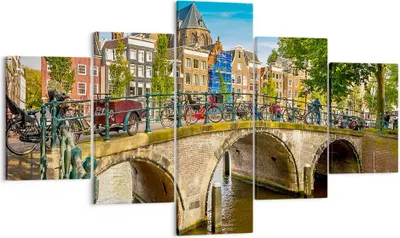 Produktbild von Bild auf Leinwand - Leinwandbild - amsterdam Bögen Architektur Gebäude - 125x70cm - Wand Bild - Wanddeko - Leinwanddruck - Bilder - Kunstdruck - Leinwand bilder - Wandkunst - EA125x70-3173