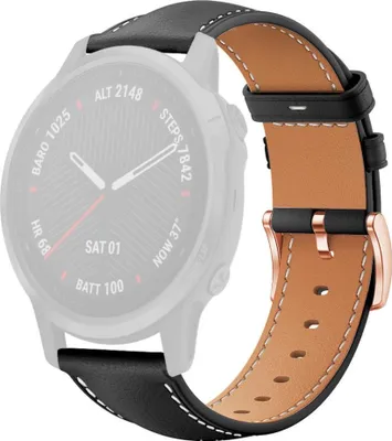 Produktbild von Kunstleder Armband für Garmin Fenix 8 / 7S / 6S / 5S 20mm Dornschließe Schwarz