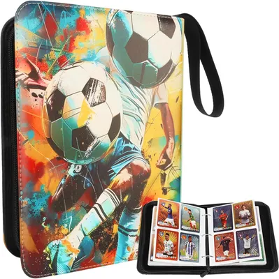 Produktbild von Fussball Sammelalbum Fußball Karten Ordner Karten Aufbewahrungstasche 50 Seiten 400 Kartenkapazität,Sammelkarten Album für Fußballkarten Sammelalbum
