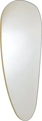 A full-length mirror with an organic, irregular shape and a gold frame, presented against a white background.