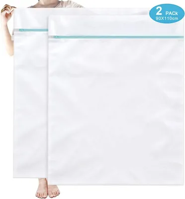 Produktbild von 2x Premium Wäschenetz Set - Netz für Waschmaschine- Wäschesack Größen 90*110cm - Waschsack & Wäschebeutel mit Reißverschluss