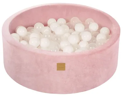Immagine prodotto di MeowBaby polvere rosa palla piscina rotonda 90x30cm, palle: Bianco/trasparente