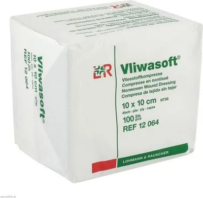 Obrázek produktu pro Kompresy z netkané textilie Vliwasoft nesterilní 10x10 cm 4l. 100 ks