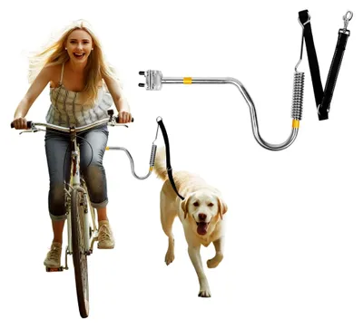 Produktbild von Fahrradleine für Hunde mit Quicklock und Abstandshalter - Hundeleine für das Radfahren mit Stoßdämpfung und schnellem Befestigungsmechanismus für Aktivitäten im Freien