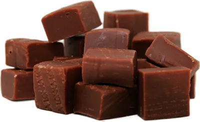 A pile of chocolate fudge pieces.