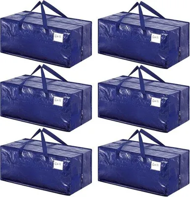 Produktbild von Famanu Aufbewahrungstaschen für Umzug und Camping - 6 Stück - Große Aufbewahrungsboxen - Schwarz - Faltbar
