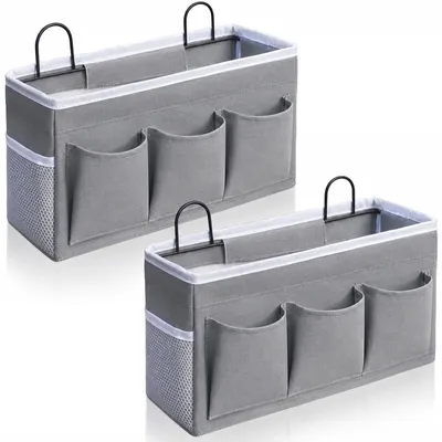 Hängeorganizer 2er-Set, 3 Fächer, Stoff, mit Taschen