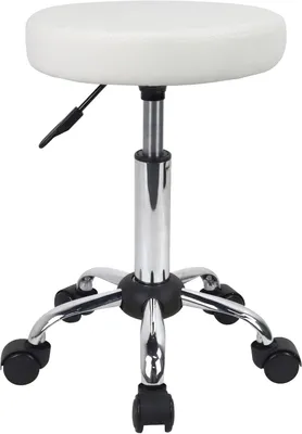 Productafbeelding van Ronde kruk met wielen, verstelbaar 47,5 tot 63,5 cm, zitting 33 cm, draagvermogen 135 kg, voor salon