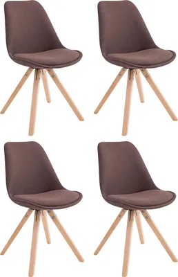 Produktbild von CLP 4 x Besucherstühle Toulouse Stoff Square mit Sitzpolster und eckigen Holzbeinen braun Gestell Farbe natur