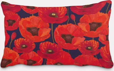 Produktbild von SCHÖNER LEBEN. Kissenhülle Outdoor Mohnblumen rot dunkelblau Größe 60x80cm (HxB) 60x80cm (HxB) Größe