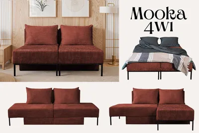 Produktbild von Kaiser Möbel Liegestuhl ,Sofa mit schlaffunktion, Ecksofa, Betten, MOOKA 4in1-Multifunktions-System, stoff Velo Kupfer