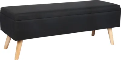 Immagine prodotto di Panca Relaxdays con vano portaoggetti, A x L x P: 40 x 110 x 40 cm, effetto lino, gambe in legno, imbottita, camera da letto, corridoio, nera