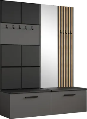 Produktbild von Masseno Garderobe-Set MODULO 161,2/204/40 cm Modern Garderobenschrank Grau