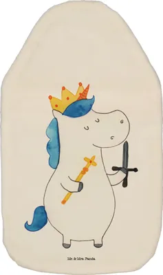 Produktbild von Mr. & Mrs. Panda Wärmekissen Einhorn König mit Schwert - Weiß - Geschenk, wärmflasche naturkautschuk, Ritter, Unicorn, Mittelalter, Einhörner, heißwasserbeutel