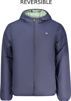 Produktbild von Wendbare blaue Herrenjacke mit Kapuze und Applikation