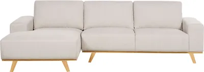 Obrázek produktu pro BELIANI Rohová pohovka béžová 3místná polyesterové čalounění dřevěné nohy polštáře moderní design