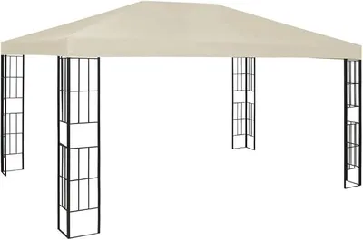 Immagine prodotto di Gazebo da giardino 3x4 metri. Tenda da giardino con struttura in acciaio robusta e tetto in poliestere, ideale per giardini, terrazzi e feste. Colore: crema e nero