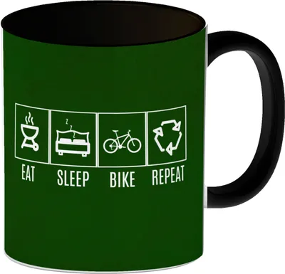 Produktbild von Eat, sleep, BIKE, repeat Kaffeebecher Schwarz Auf der Suche nach einem