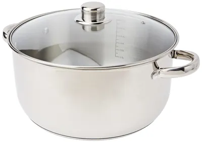 Produktbild von Edelstahl Schmortopf mit Glasdeckel 8 L und Ø 28 cm