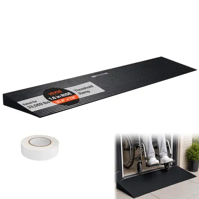 Produktbild von VEVOR Schwellenrampe Vollgummi Türschwellenrampe Max. Tragfähigkeit bis zu 15Tonnen Bordsteinrampe 90x20x4cm Rollstuhlrampe mit doppelseitigem Klebeband Auffahrrampe Gummirampe Selbst zum Schneiden