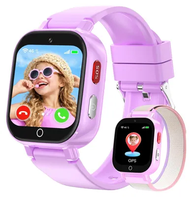Produktbild von 4G Kinder Smartwatch mit GPS Tracker für Jungen und Mädchen Lila
