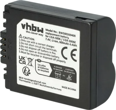 Produktbild von vhbw Akku kompatibel mit Panasonic Lumix DMC-FZ18, DMC-FZ8, DMC-FZ30, DMC-FZ28, DMC-FZ7, DMC-FZ50, DMC-FZ38, DMC-FZ35 Kamera (600 mAh, 7,2 V, Li-Ion)