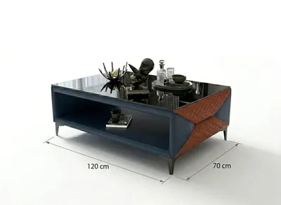 Productafbeelding van Modern salontafel, blauw, lederen design, woonkamer, bijzettafel