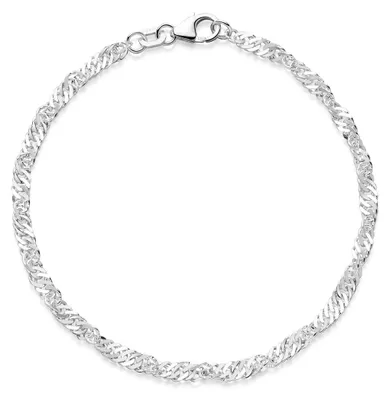 Zdjęcie produktu dla MATERIA bransoletka damska łańcuszek srebro 925 - 3mm Singapur bransoletka łańcuszek 17 18 19 20 21 22 cm z zapięciem karabińczyk