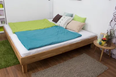 Produktbild von Holzbett Bettgestell Eiche 200 x 200 cm geölt