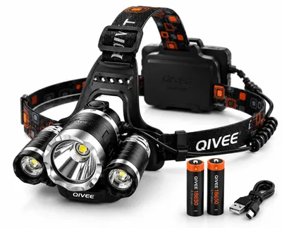 Produktbild von LED Stirnlampe Kopflampe Wiederaufladbarer Scheinwerfer Wasserdicht USB 2x Akku