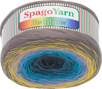 Immagine prodotto di SpagoYarn Rainbow - 250g / 1000 m - Caffè,Giallo,Viola,Turchese,Grigio