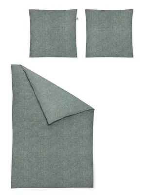 Produktbild von Irisette Flausch-Baumwolle Bettwäsche-Garnitur Loyd-8835 Größe 135x200+80x80 cm Farbe grün-30
