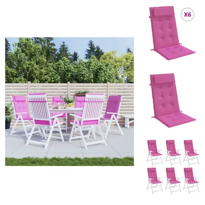 Immagine prodotto di vidaXL Cuscini per sedia con schienale alto 6 pz. Tessuto Oxford rosa - Cuscino di seduta
