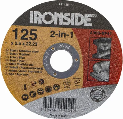 Image de Ironside 241-425 Disque à tronçonner 125x2,5mm métal alésage 22mm, gris