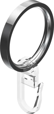 Produktbild von Interdeco Gardinenringe / Flachringe mit Faltenhaken für Gardinenstangen mit 20 mm Ø Chrom, Pack. 10 Stück