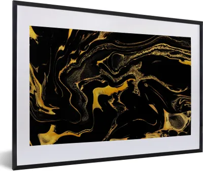 Produktbild von MuchoWow® Gerahmtes Poster Muster - Gold - Schwarz 60x40 cm - Poster mit Schwarzem Bilderrahmen Wandposter Rahmen Foto Bilder - Schlafzimmer - Plakat in Rahmen - Drucken
