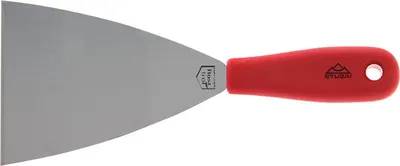 Image de STUBAI Spatule de nettoyage inoxydable avec manche rouge 120 mm