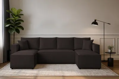 Produktbild von Couchgarnitur Eckcouch CAPRI U-Form, Schlaffunktion, CORD Stoff, Bettkasten und Seitenlehnen
