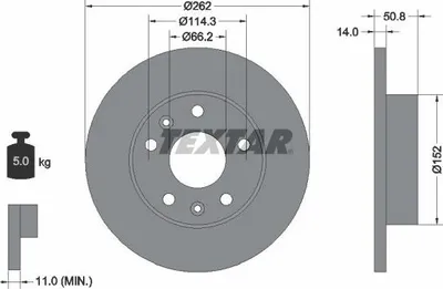 Produktbild von 2x TEXTAR Bremsscheibe 92102900 für LAND ROVER Freelander SUV (L314) 50 8mm 5kg