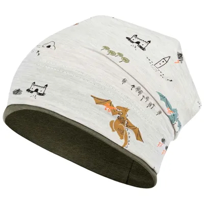 Produktbild von Jungen Mütze Übergangsmütze Beanie Drachen, Ecru, Gr. 50-52
