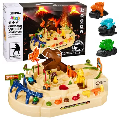 Immagine prodotto di Pista arcade manuale interattiva con dinosauri 8 veicoli sfide