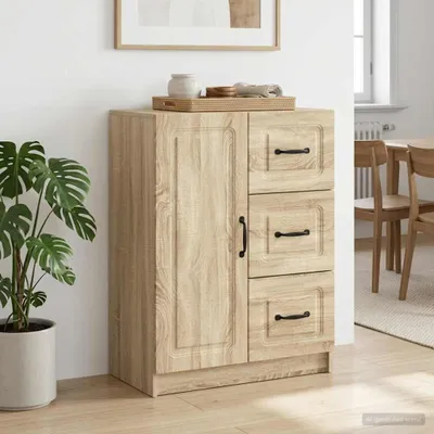 Image de Buffet vidaXL en chêne Sonoma, 66 x 34,5 x 87 cm, bois d'ingénierie